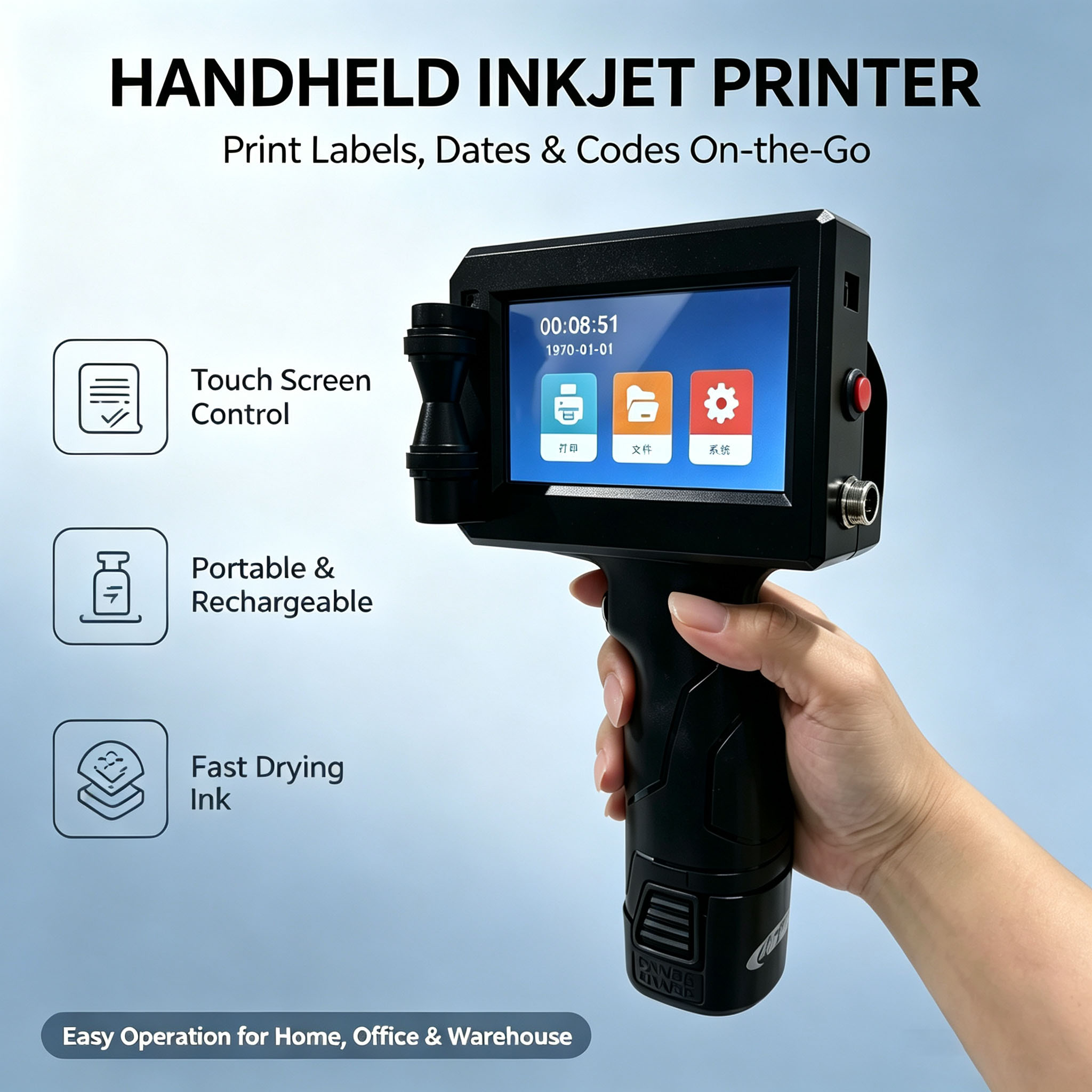 Coding Machine Date Printer Inkjet - Ручной струйный принтер 12,7/25,4 мм для