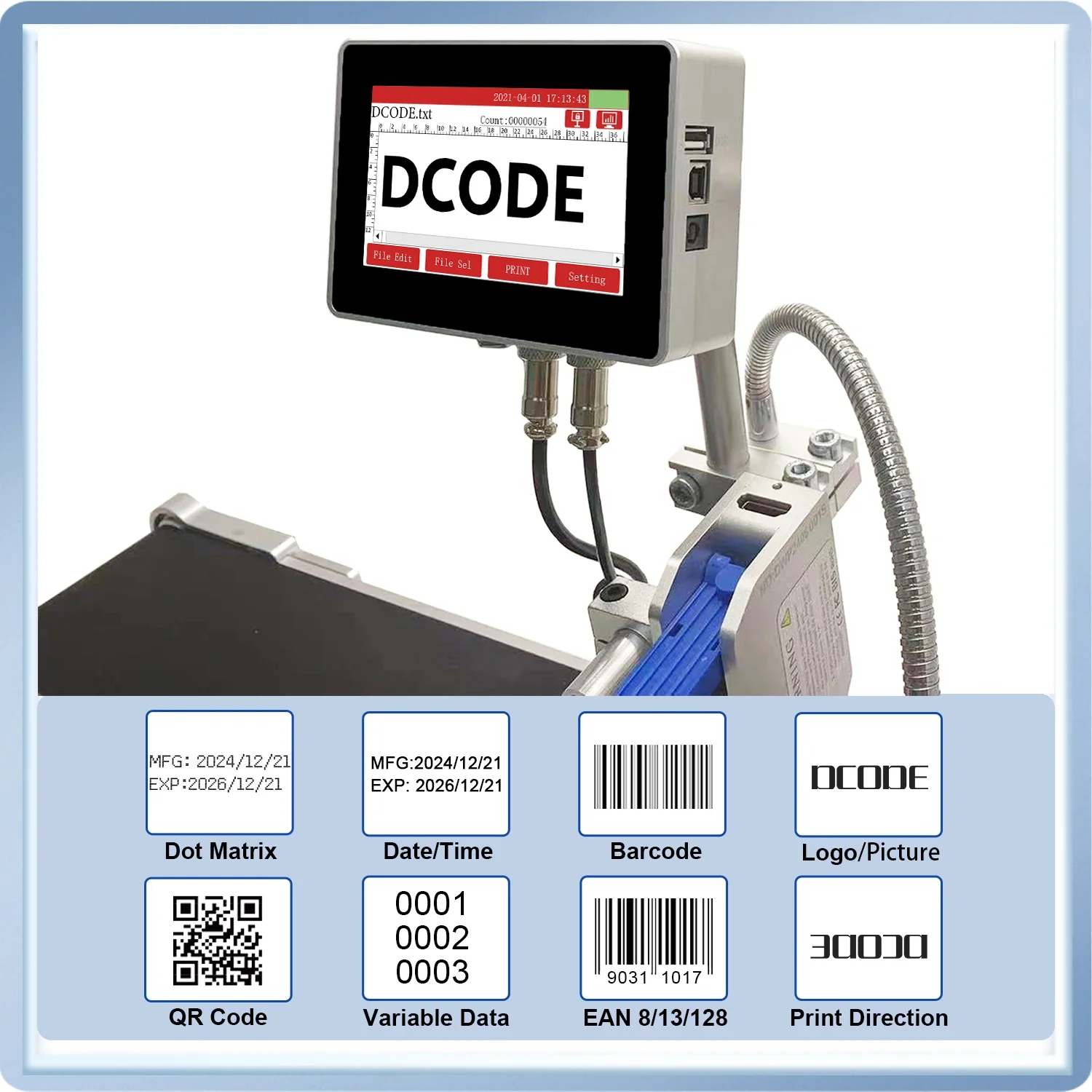 DCODE 130PRO Промышленный онла – обзор и цена Barcode Label Printer Industrial